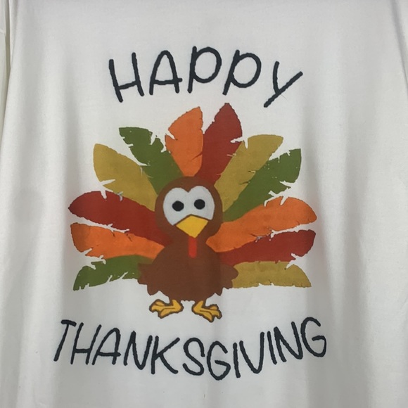 NWOT Thanksgiving thin white long sleeved sweatshirt bust 24”. Turkey on front - Picture 2 of 6